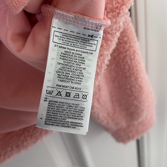 Adidas Pink Sherpa Pullover Sweatshirt Teddy Jacket Sz Small High Neck Oversized - Picture 9 of 10
